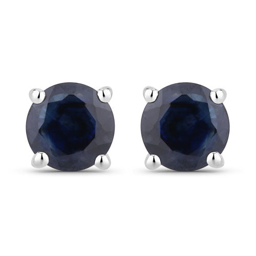 10K White Gold Blue Sapphire Stud Earrings