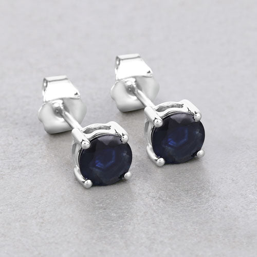 1.30 Carat Genuine Blue Sapphire 10K White Gold Earrings