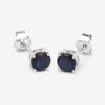 1.30 Carat Genuine Blue Sapphire 10K White Gold Earrings