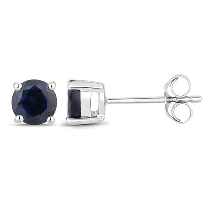 1.30 Carat Genuine Blue Sapphire 10K White Gold Earrings