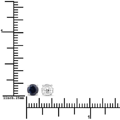 1.30 Carat Genuine Blue Sapphire 10K White Gold Earrings