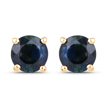 1.30 Carat Genuine Blue Sapphire 10K Yellow Gold Earrings