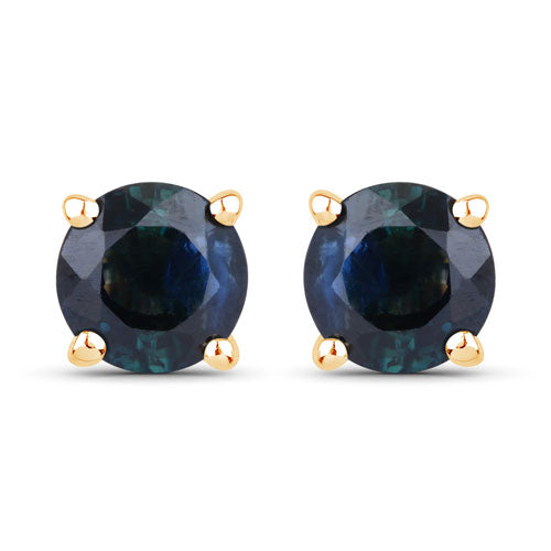 10K Yellow Gold Blue Sapphire Stud Earrings