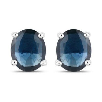 0.68 Carat Genuine Blue Sapphire 10K White Gold Earrings