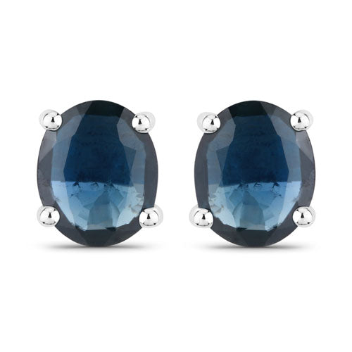 10K White Gold Blue Sapphire Stud Earrings