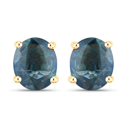 0.68 Carat Genuine Blue Sapphire 10K Yellow Gold Earrings