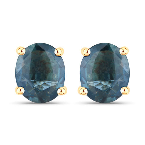 10K Yellow Gold Blue Sapphire Stud Earrings