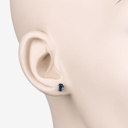 0.68 Carat Genuine Blue Sapphire 10K Yellow Gold Earrings