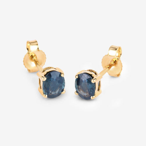 0.68 Carat Genuine Blue Sapphire 10K Yellow Gold Earrings
