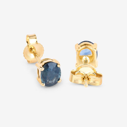 0.68 Carat Genuine Blue Sapphire 10K Yellow Gold Earrings