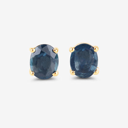 0.68 Carat Genuine Blue Sapphire 10K Yellow Gold Earrings