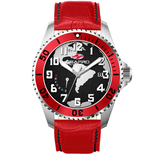 Seapro Voyager Red Leather Strap Watch