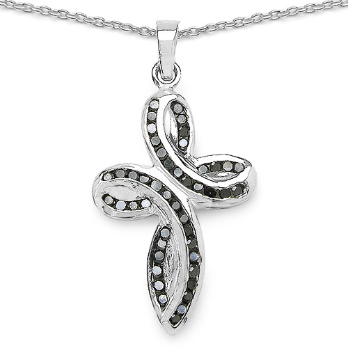 Sterling Silver Black Diamond Cross Pendant