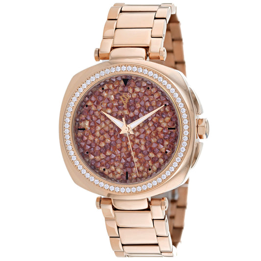 Mirabella Rose Gold-Tone Orange Dial Watch
