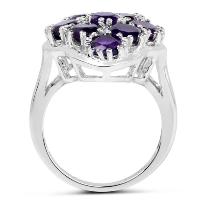 Sterling Silver Amethyst Cluster Ring