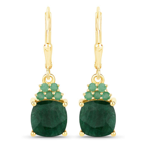 Sterling Silver Dyed Emerald Dangle Earrings