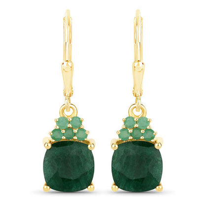 Sterling Silver Dyed Emerald Dangle Earrings