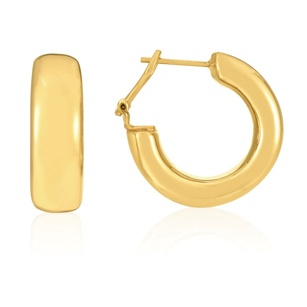 14K Yellow Gold Large Omega C-Hoop Earrings