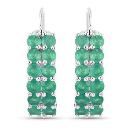 Sterling Silver Emerald Hoop Earrings