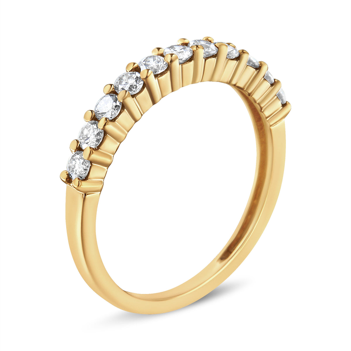 14K Yellow Gold Plated Sterling Silver 1/2 cttw Diamond Band Ring