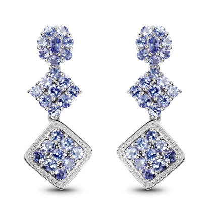 Tanzanite Rhodium-Plated Sterling Silver Dangle Earrings