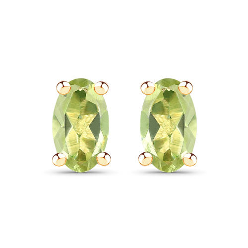 10K Yellow Gold Oval Peridot Stud Earrings