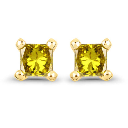 14K Yellow Gold Yellow Diamond Stud Earrings
