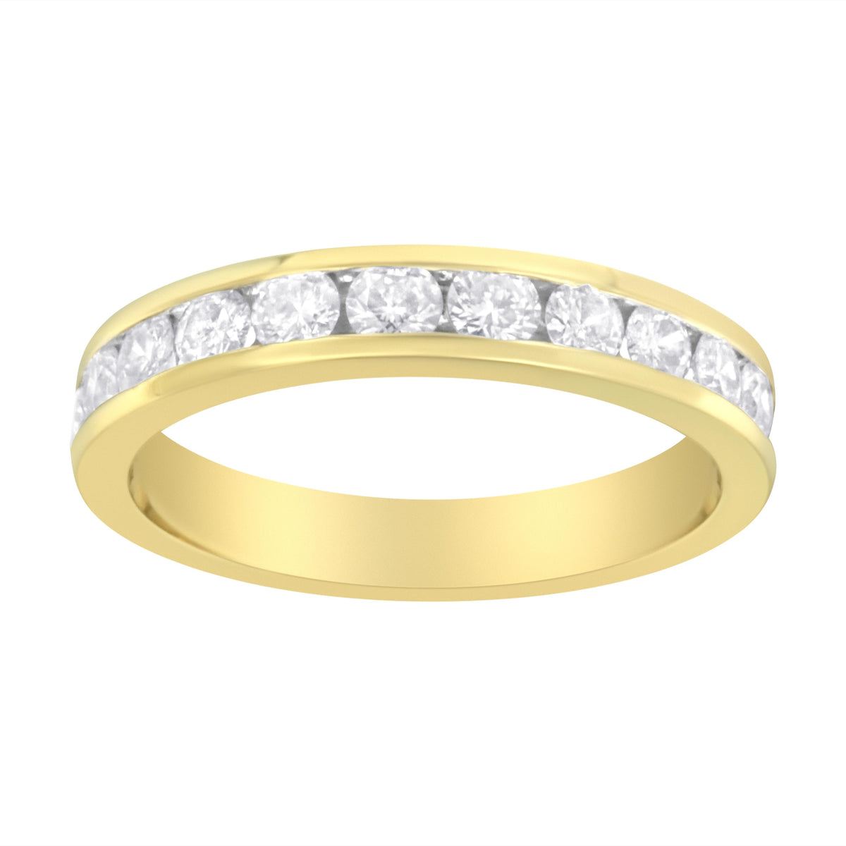 18K Yellow Gold 1.0 Cttw Round Diamond Channel Set Anniversary Band