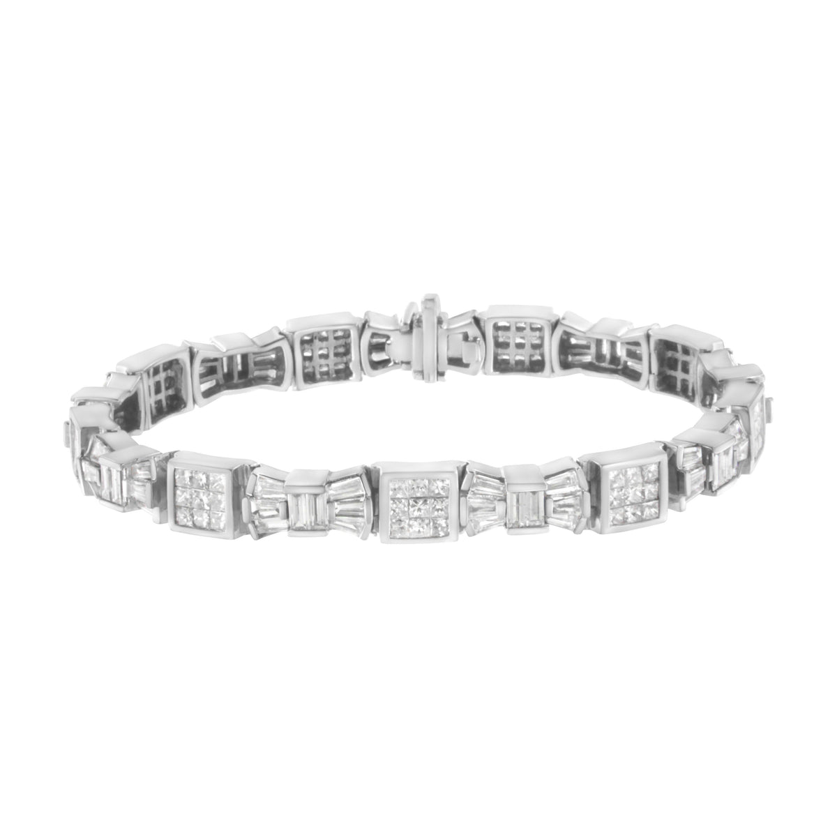 14K Yellow Gold Diamond Alternating Bow and Box Link Bracelet