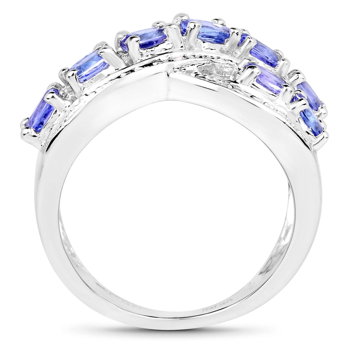 Tanzanite and Diamond Crossover Ring