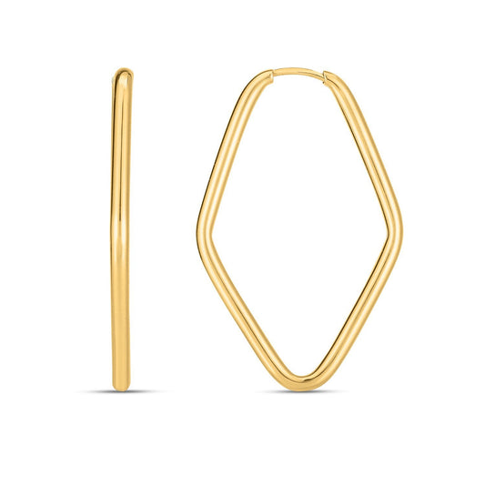 14K Yellow Gold Marquise Endless Hoop Earrings