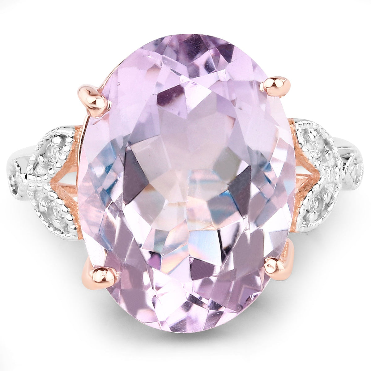 Pink Amethyst and White Topaz Sterling Silver Ring