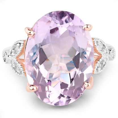 Pink Amethyst and White Topaz Sterling Silver Ring