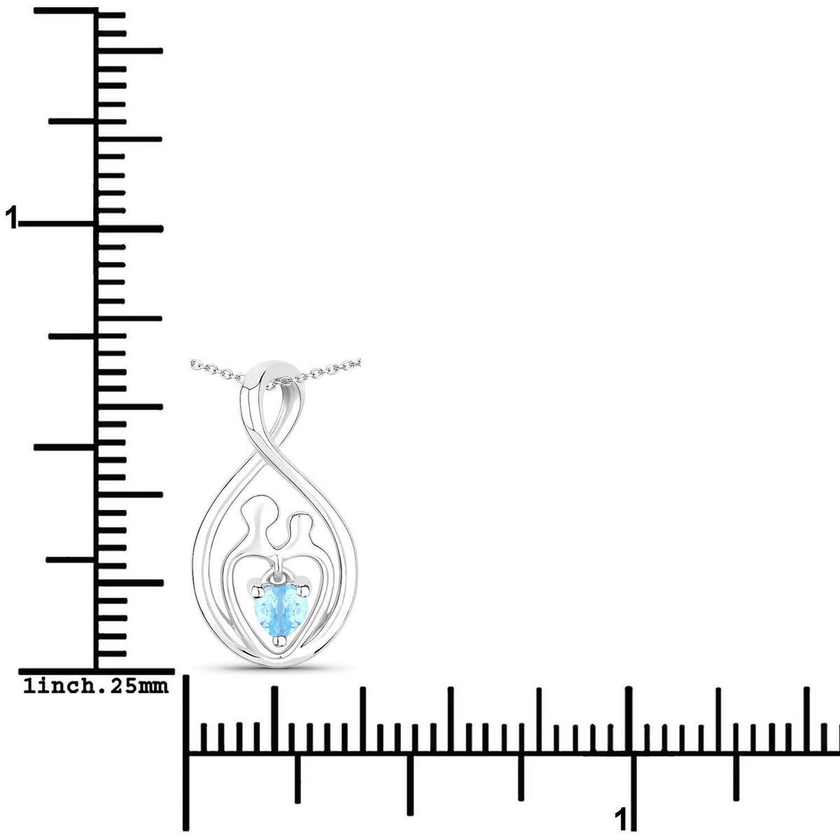 Sterling Silver Swiss Blue Topaz Heart Pendant