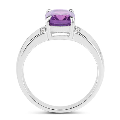 Sterling Silver 1.85 Carat Amethyst and White Topaz Ring