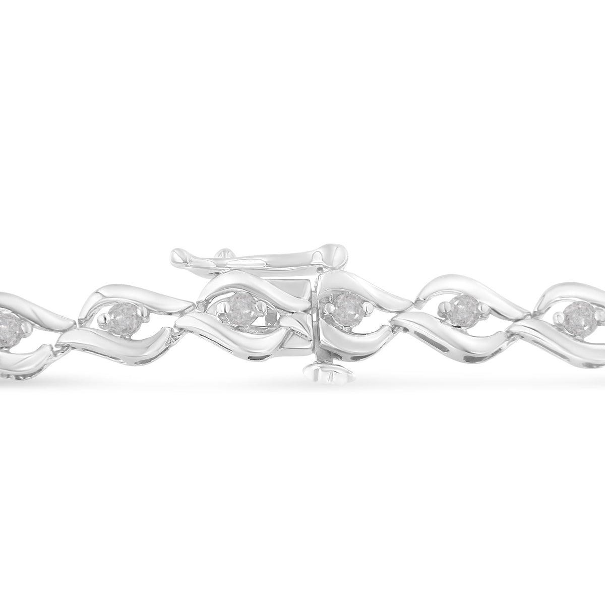 Sterling Silver 1/2 Cttw Rose Cut Diamond Almond Link Tennis Bracelet