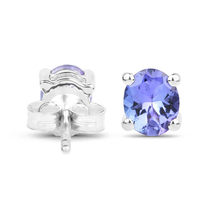 Sterling Silver Tanzanite Solitaire Stud Earrings
