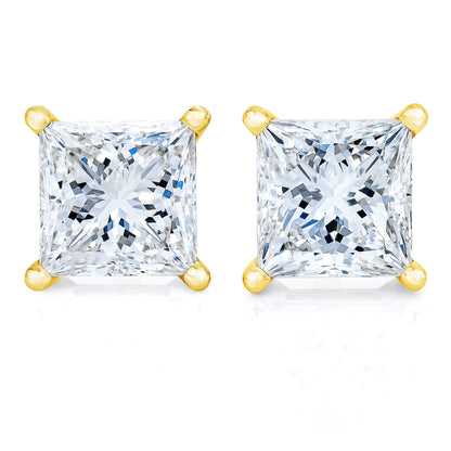 14K White Gold Princess-Cut Diamond Stud Earrings