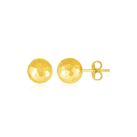 Yellow Gold Faceted Ball Stud Earrings