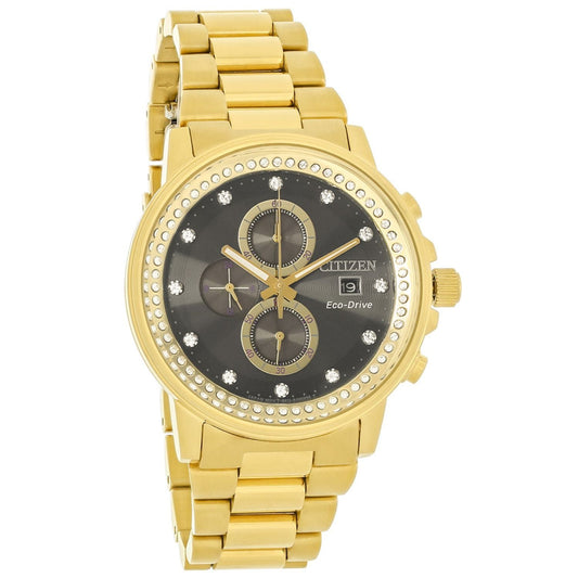 Gold-Tone Stainless Steel Black Dial Bracelet Watch