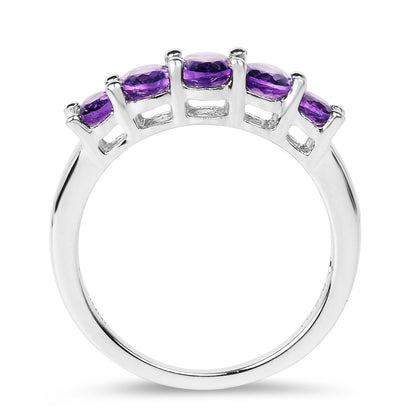 Sterling Silver Amethyst Five-Stone Ring