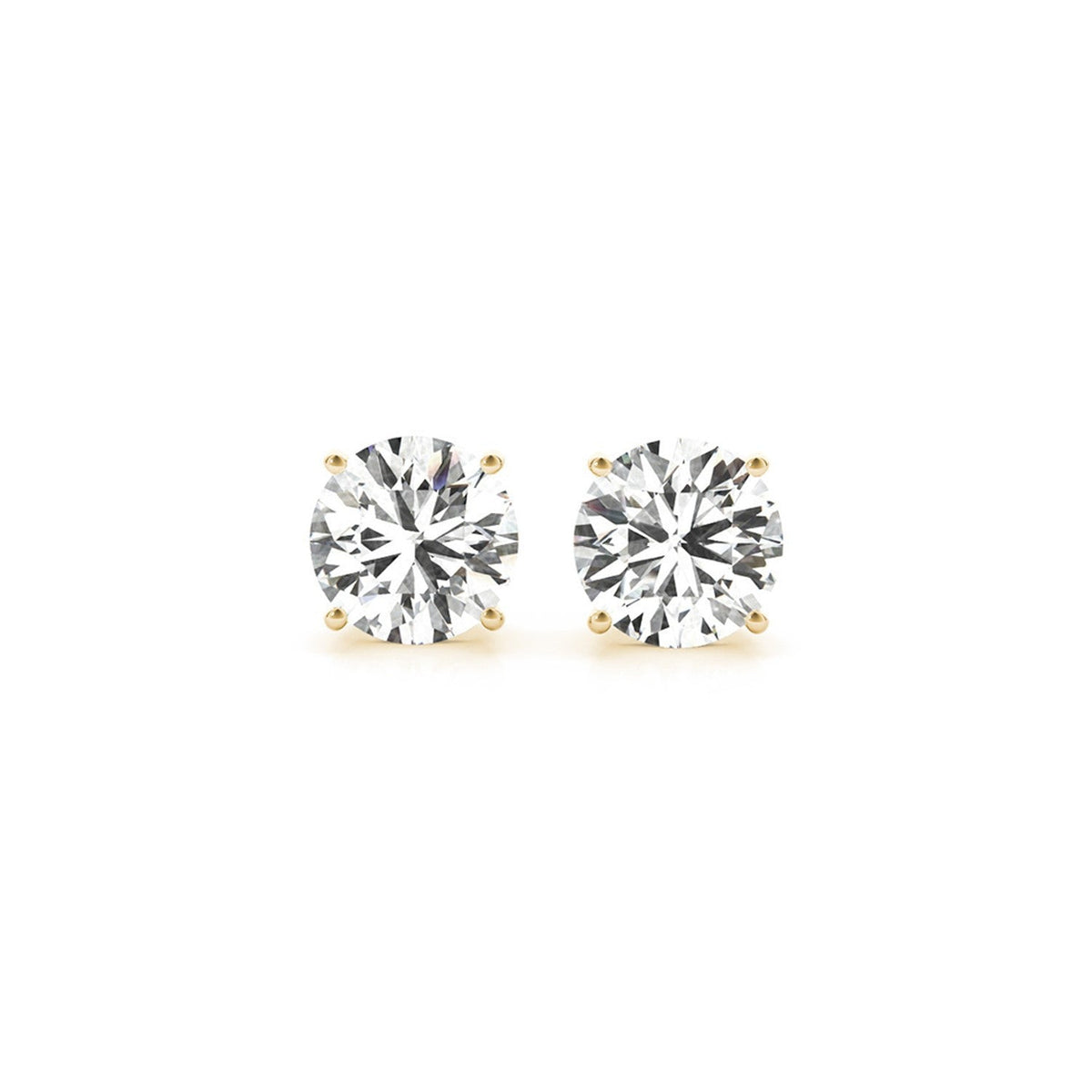 14K Yellow Gold 3 cttw Lab Grown Round Diamond Stud Earrings