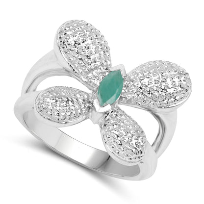 Sterling Silver Emerald Butterfly Ring