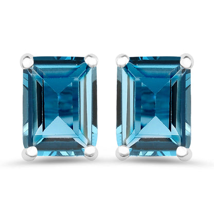 3.90 Carat Genuine London Blue Topaz .925 Sterling Silver Earrings