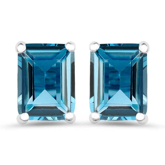 Sterling Silver London Blue Topaz Stud Earrings