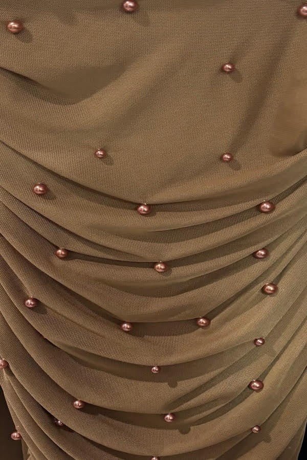 Garnet Pearl Allure Strapless Scarf Detail Mini Dress
