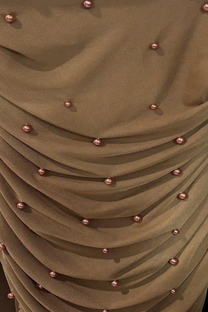 Garnet Pearl Allure Strapless Scarf Detail Mini Dress