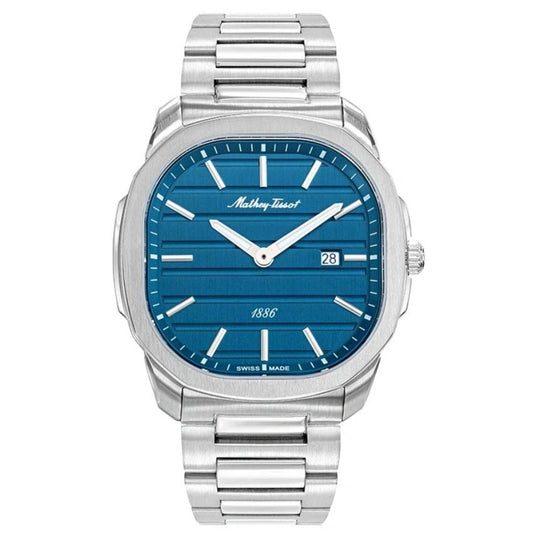 Stainless Steel 39mm Square Blue Dial Watch