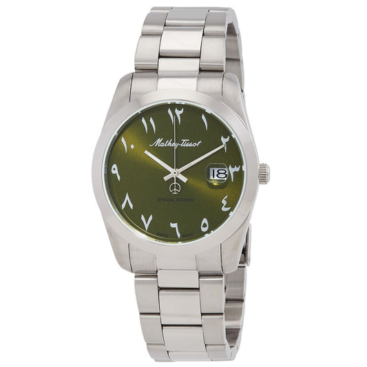 Stainless Steel Green Dial Watch