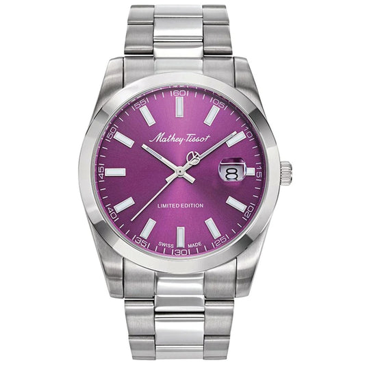 Stainless Steel Purple Sunray Dial Watch